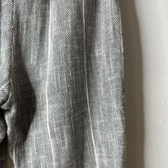 Free People Casual Cream & Black Tweed Stripe Crop Trouser Pants Tie Belt 2 - Picture 7 of 12